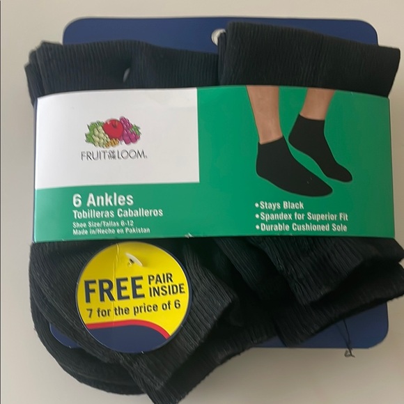 Fruit of the Loom Men's Black Ankle Socks - 5 pair - Picture 1 of 6